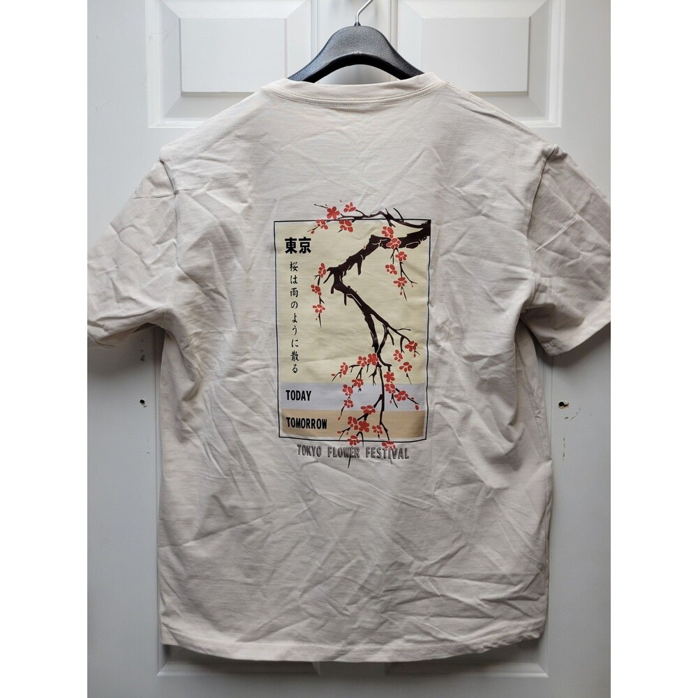 T-Shirt Teen Boys Size XL Streetwear Cherry Blossom Art Tokyo Flower Festival